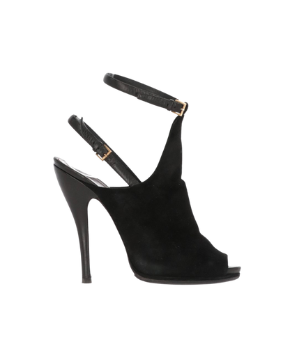 Gucci Suede Peep Toe Booties