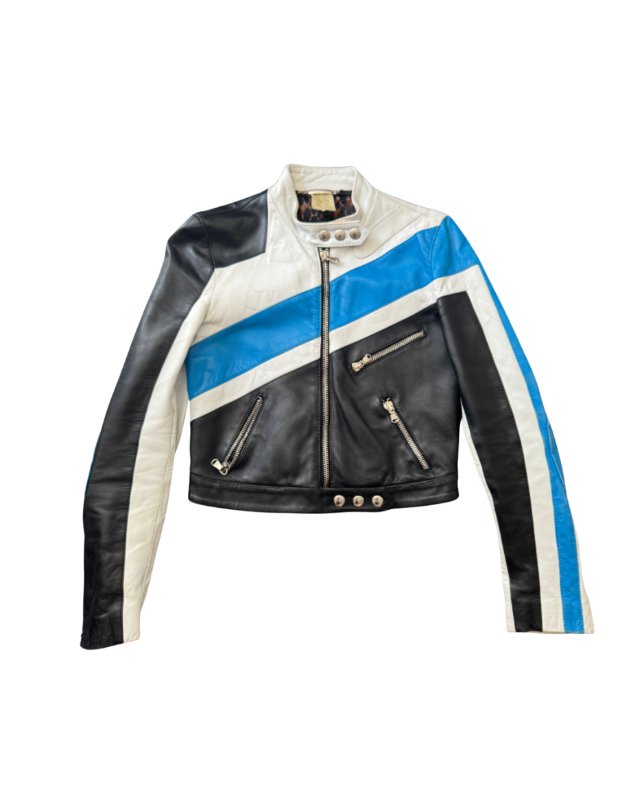 Dolce & Gabbana Blue Leather Jacket