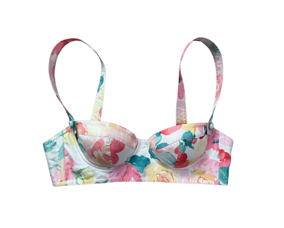 Chanel Floral Printed Bustier Bra Top