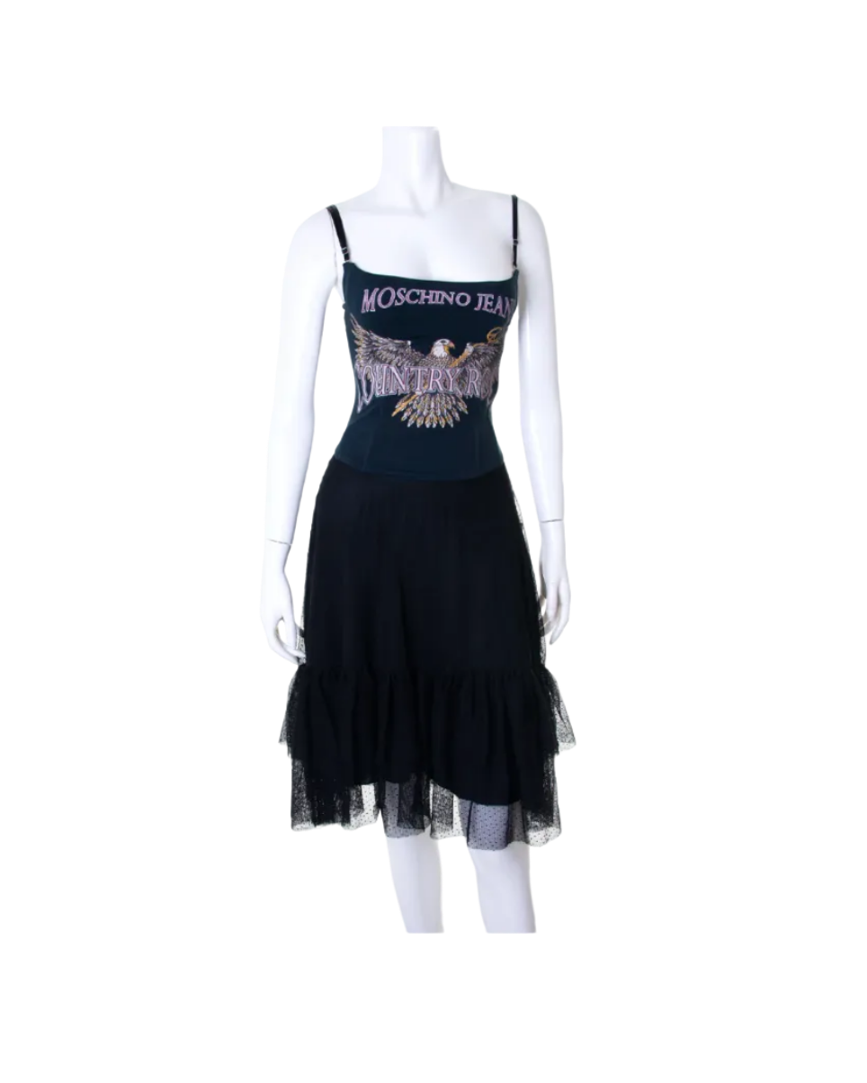 Moschino Jeans “Country Rock” Corset Tulle Dress
