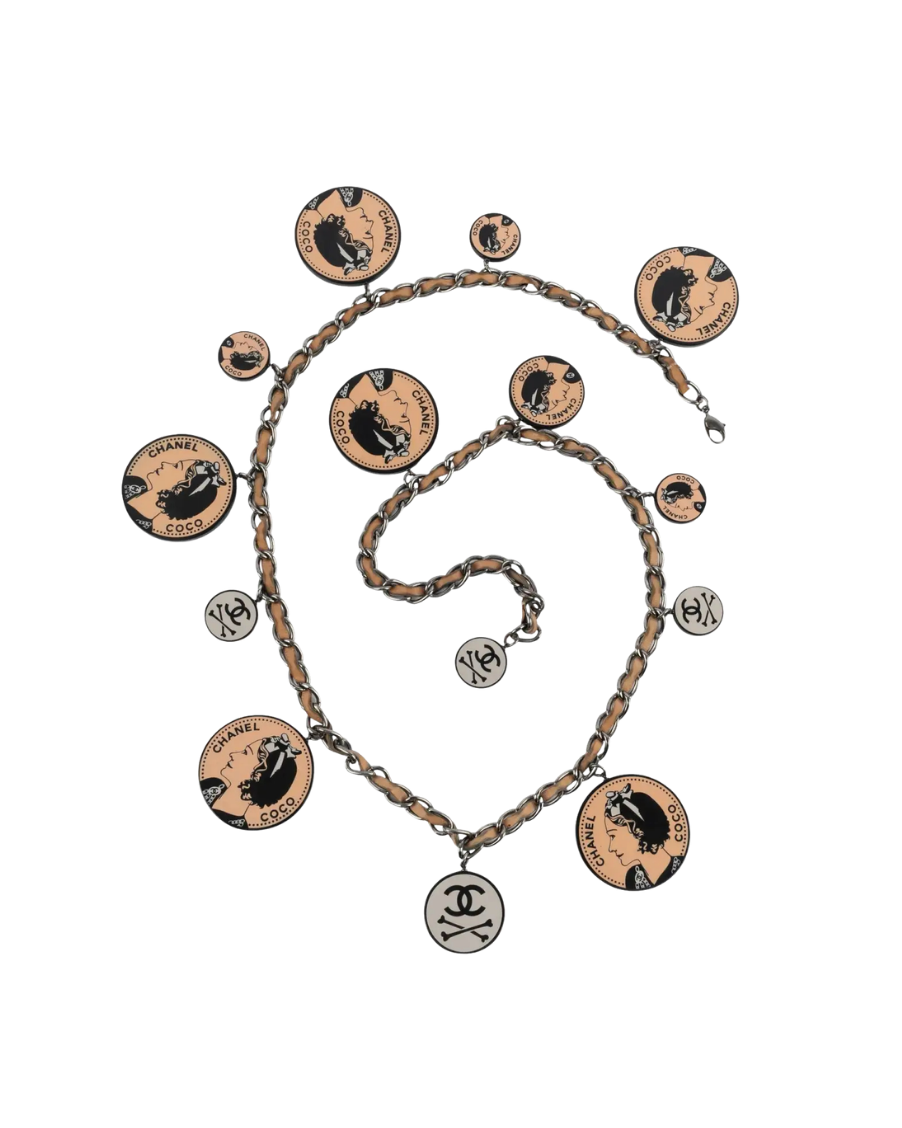 Chanel Pink Skull & Crossbones Charm Necklace/Belt