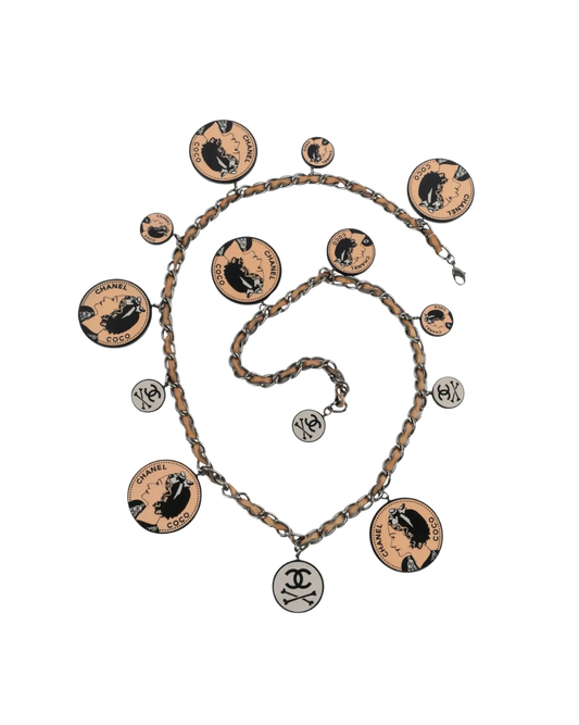 Chanel Pink Skull & Crossbones Charm Necklace/Belt