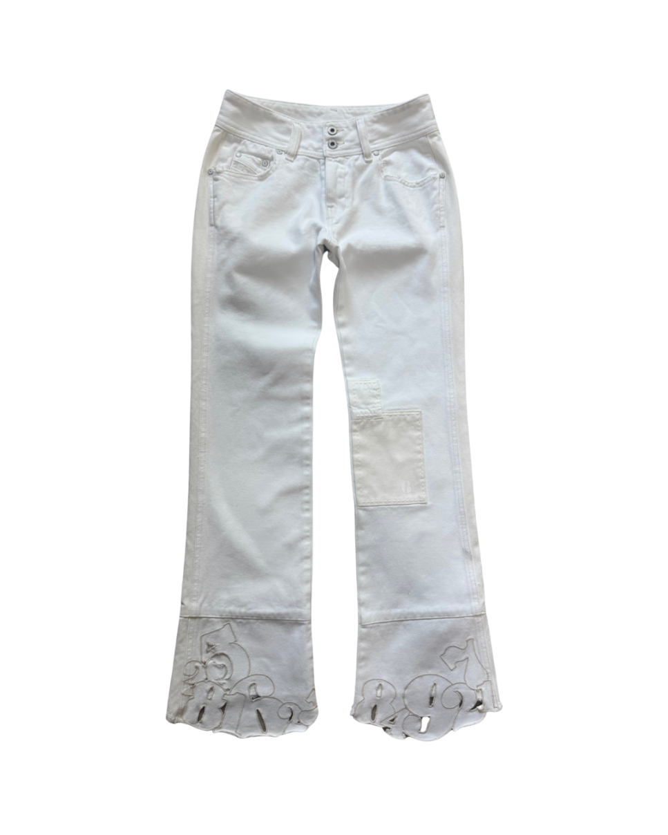 Diesel White & Cream Number Jeans