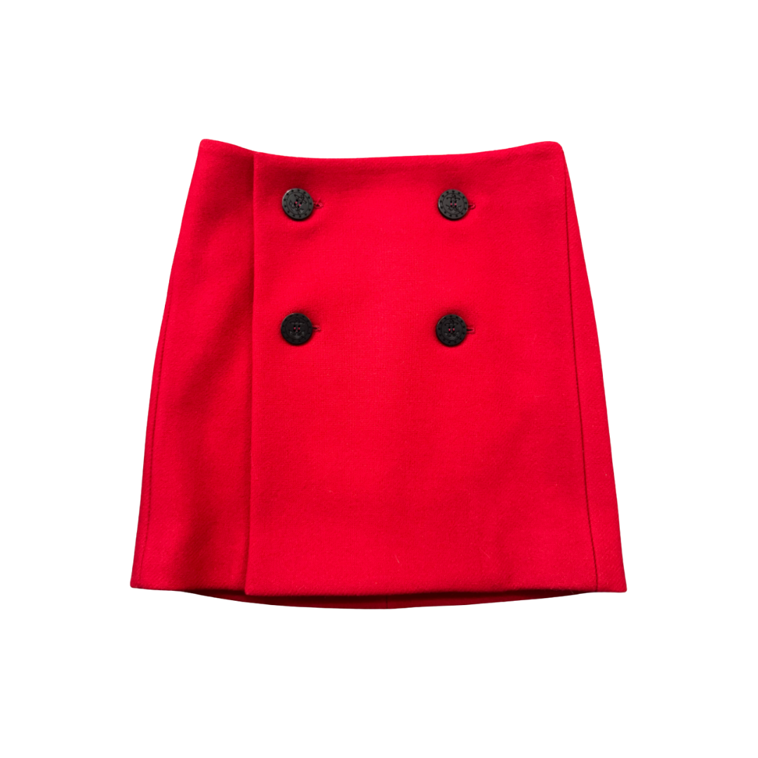 Dsquared² Red Wool Double-Breasted Skirt