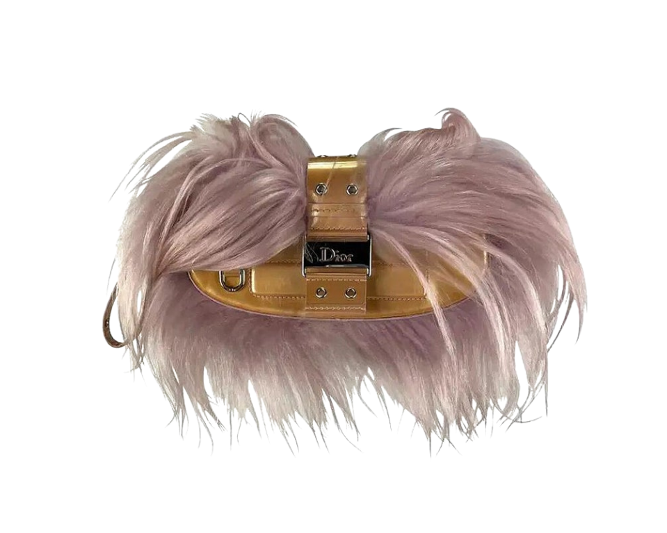 Christian Dior Fur Columbus Wristlet Clutch