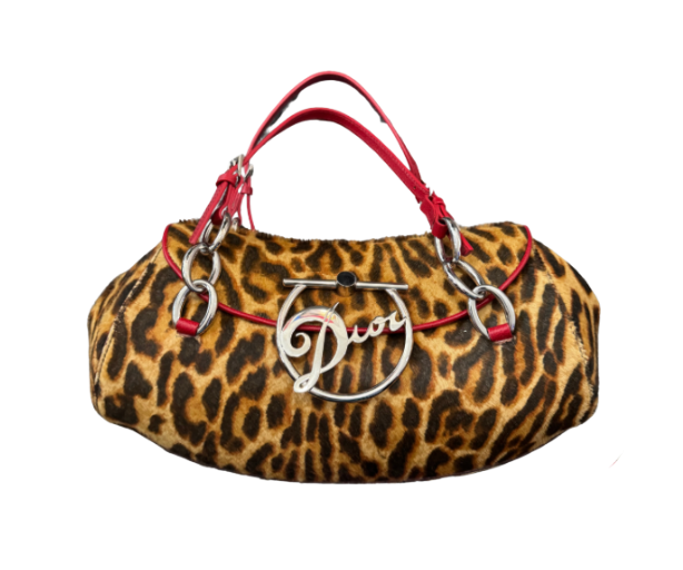 Christian Dior by John Galliano Leopard Pony Hair Diva Flap Bag
