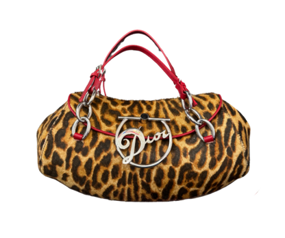Christian Dior by John Galliano Leopard Pony Hair Diva Flap Bag