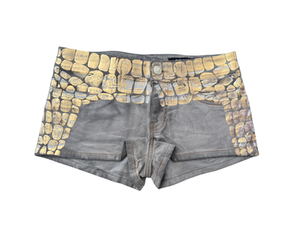 Just Cavalli Gold Scale Micro Mini Shorts