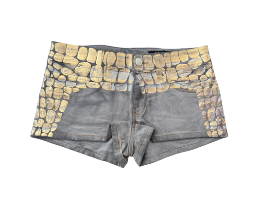 Just Cavalli Gold Scale Micro Mini Shorts