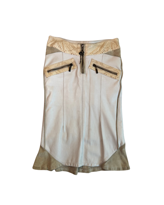 Just Cavalli Snakeskin/Leather/Suede Skirt