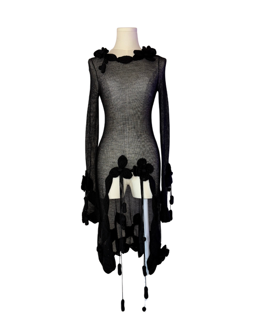 Chanel Camellia Applique Knit Dress