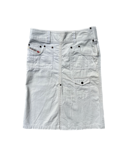 Diesel White Denim Midi Skirt