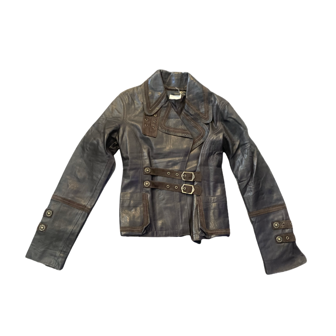 Just Cavalli Brown Leather Jacket