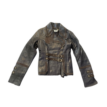 Just Cavalli Brown Leather Jacket