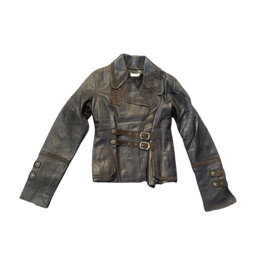 Just Cavalli Brown Leather Jacket