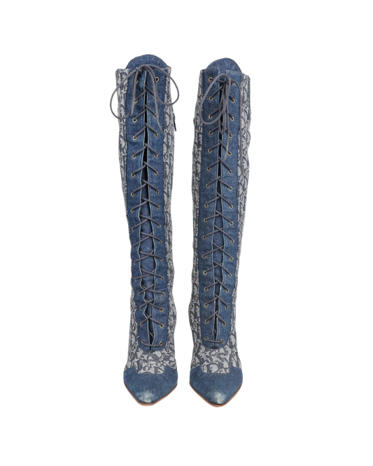 Christian Dior Denim Monogram Boots