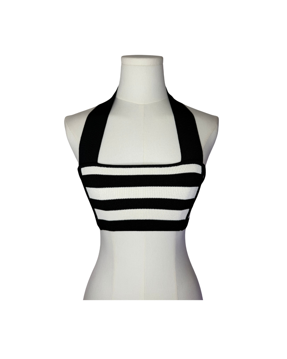 Khaite Knit Striped Halter Bra Top