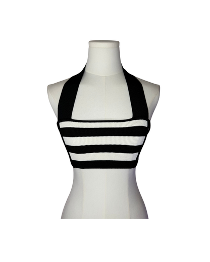 Khaite Knit Striped Halter Bra Top