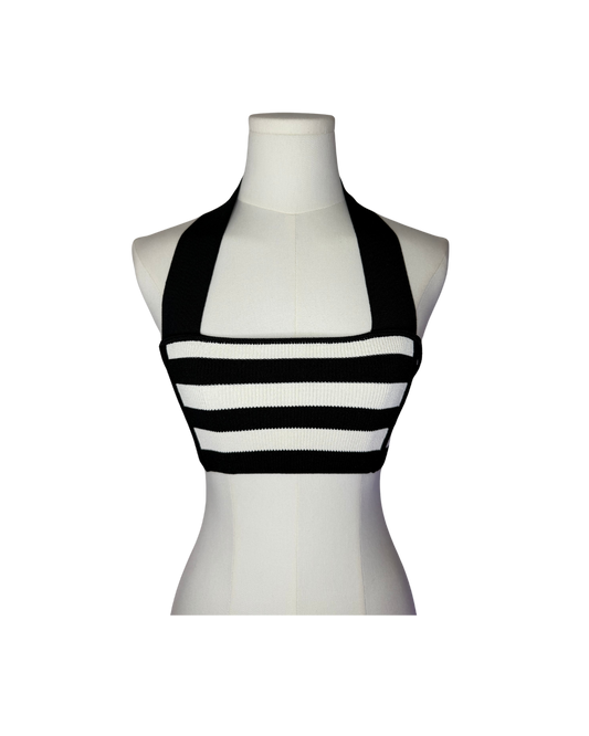 Khaite Knit Striped Halter Bra Top