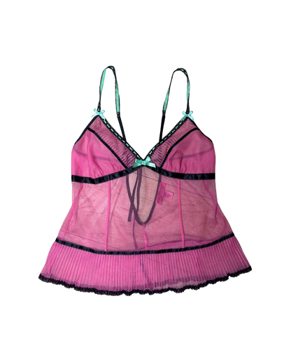 Betsey Johnson Pink Mesh Tank Top