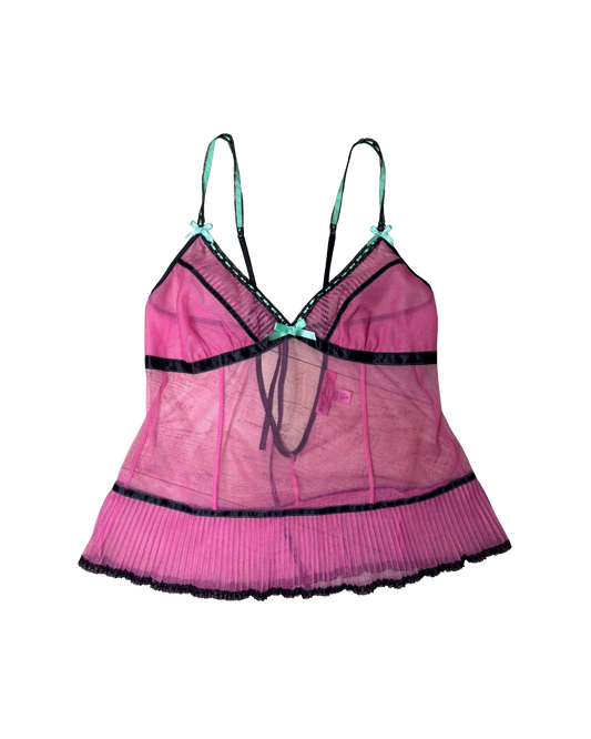 Betsey Johnson Pink Mesh Tank Top