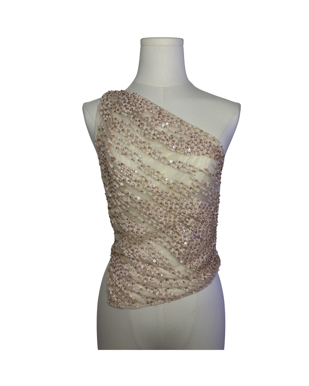 Dsquared² Sequin Leather One Shoulder Top