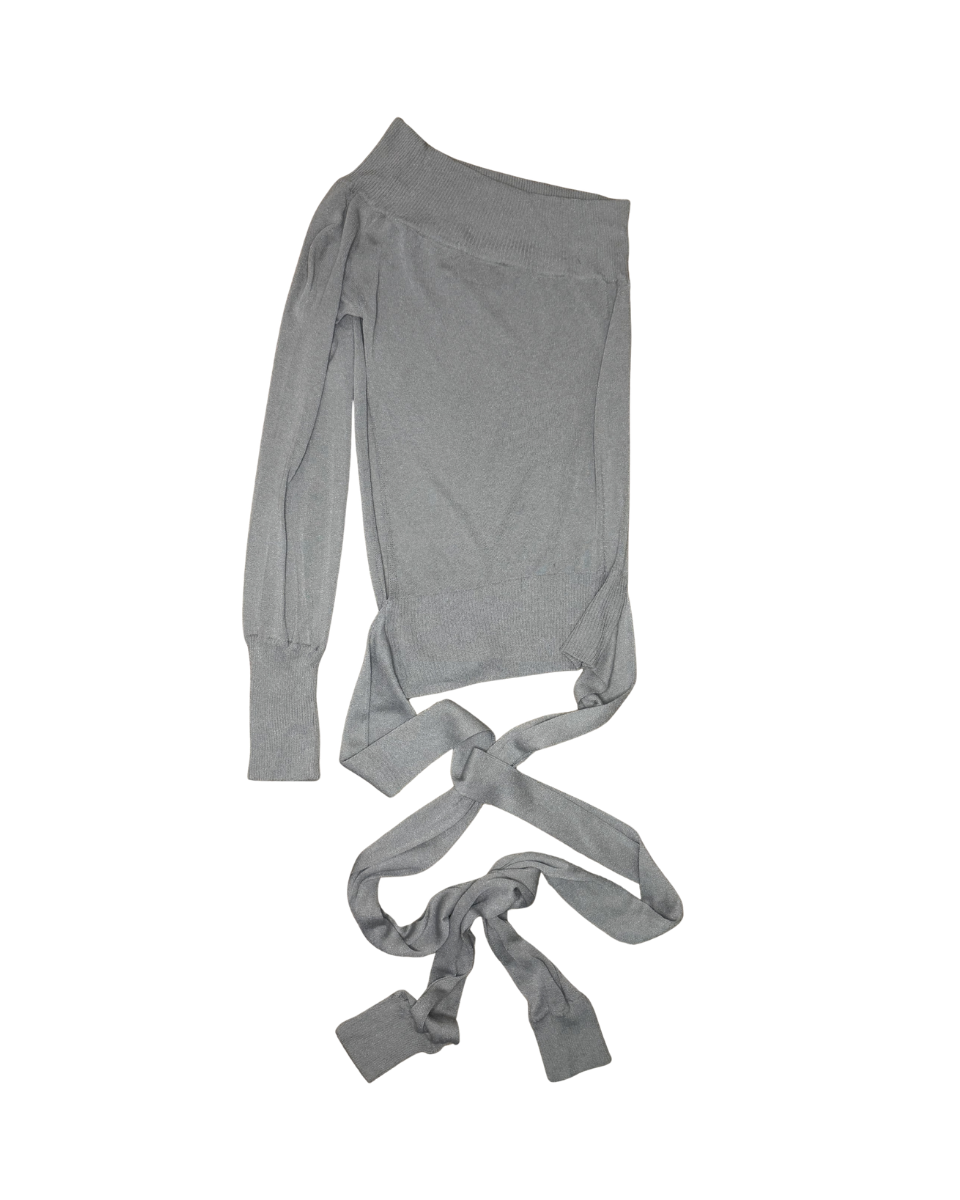 Dolce & Gabbana Grey One Shoulder Wrap Top