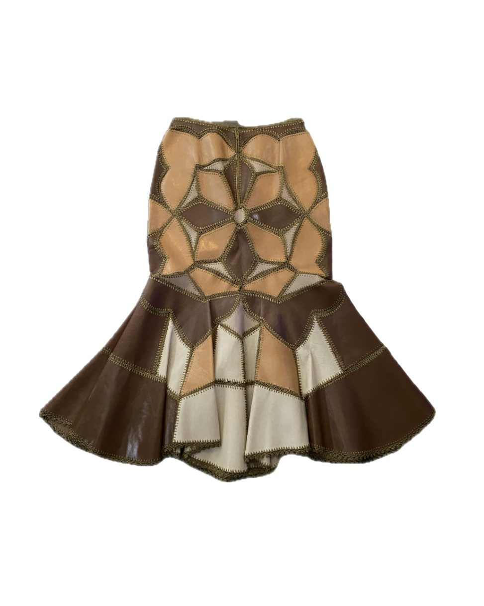 Keita Maruyama Patchwork Leather Mermaid Skirt