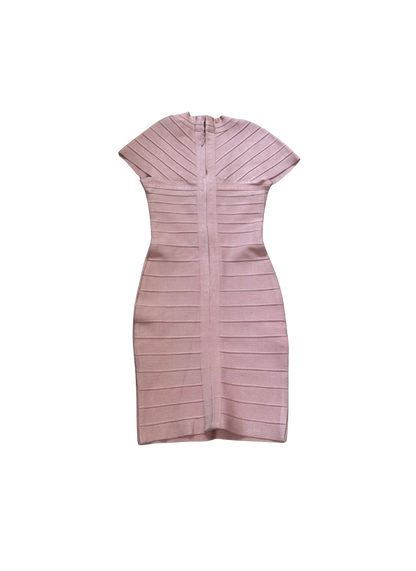 Herve Leger Lime Blush Pink Mini Dress