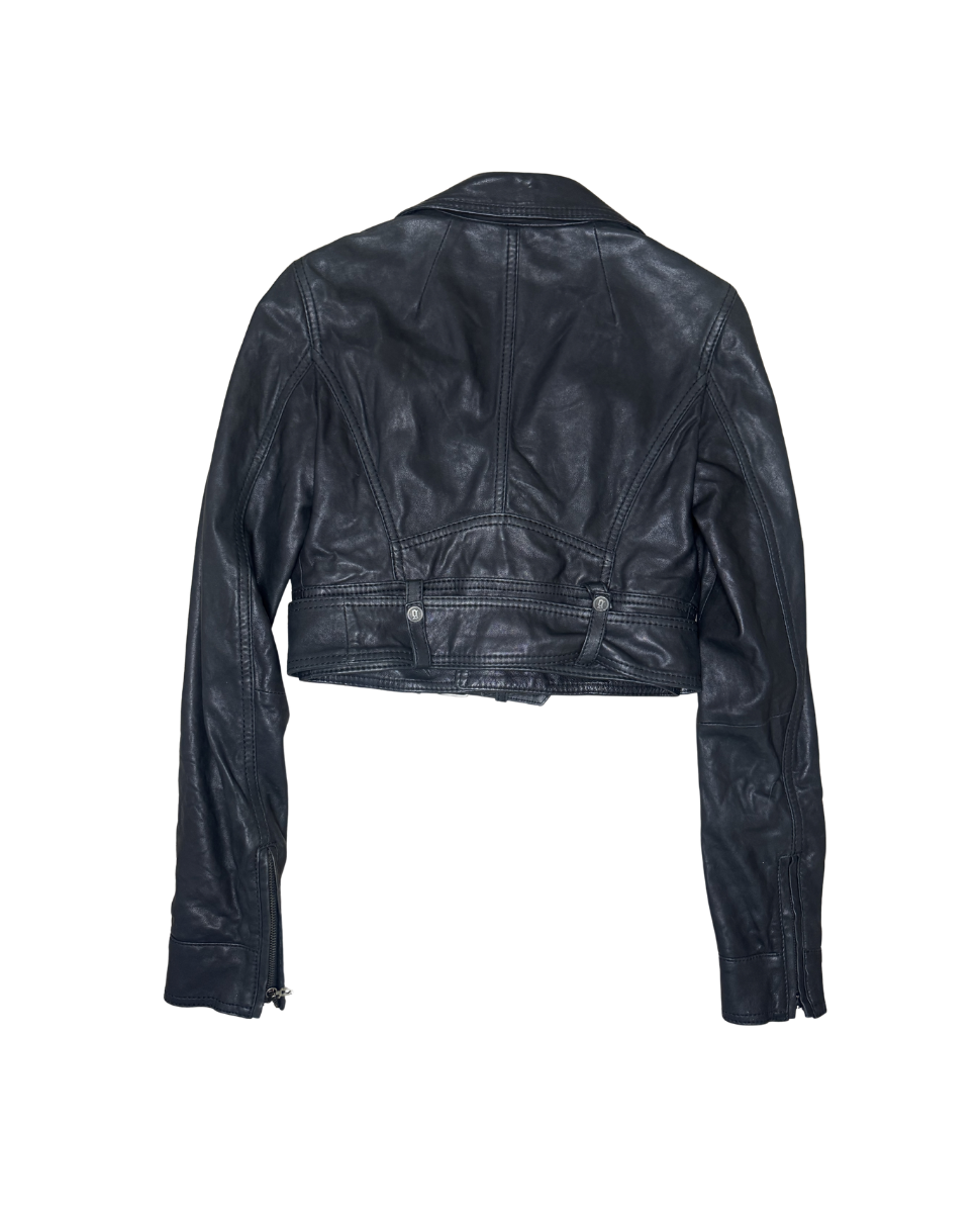 John Galliano Black Cropped Leather Jacket