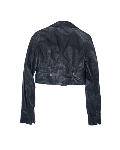 John Galliano Black Cropped Leather Jacket