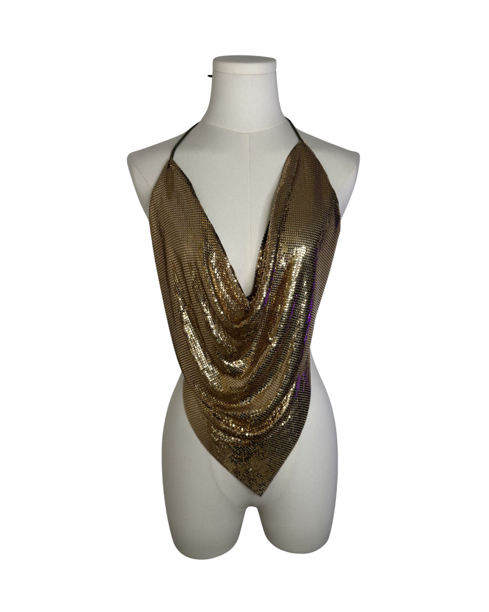 Vintage Gold Chainmail Halter Top