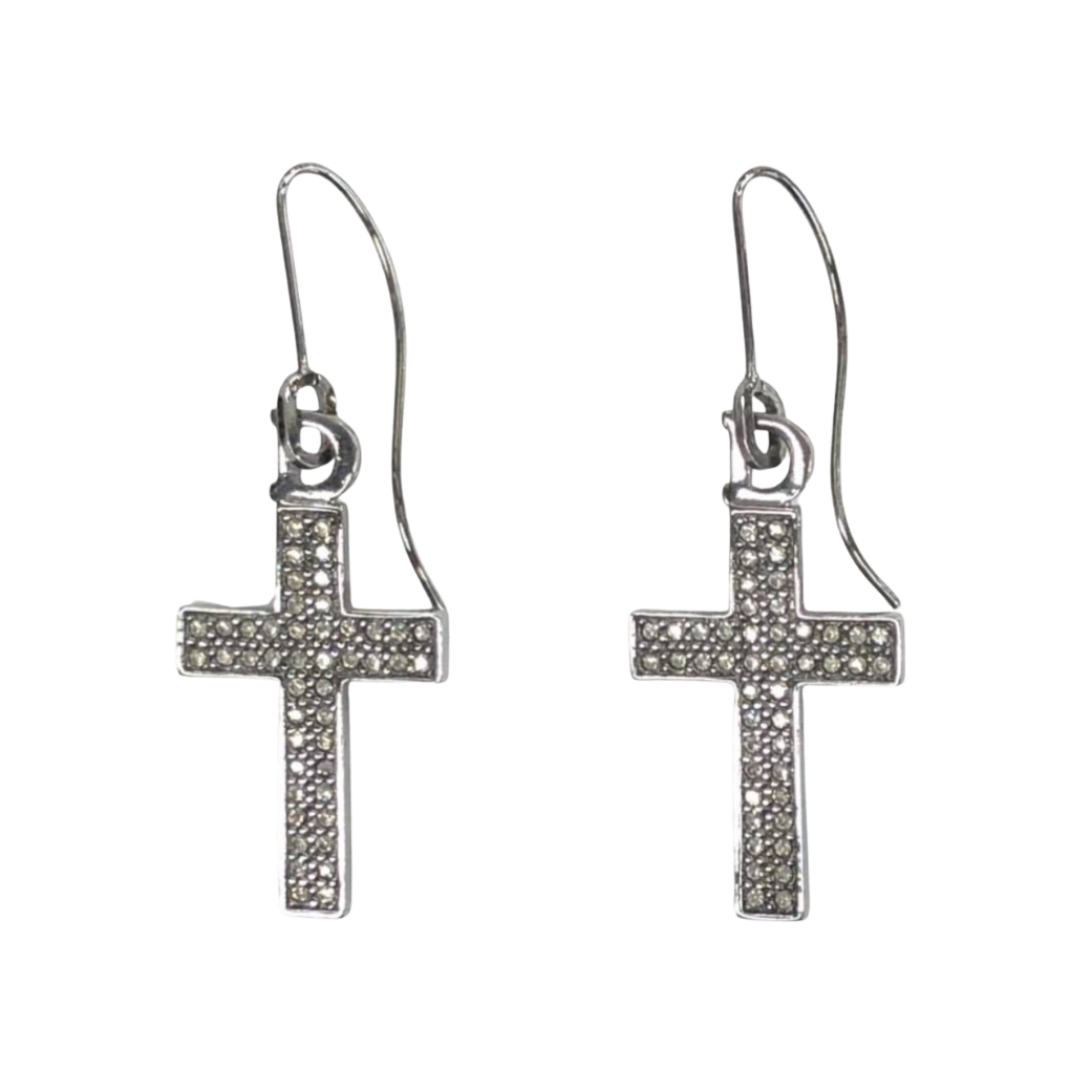 Christian Dior Rhinestone Cross Earrings