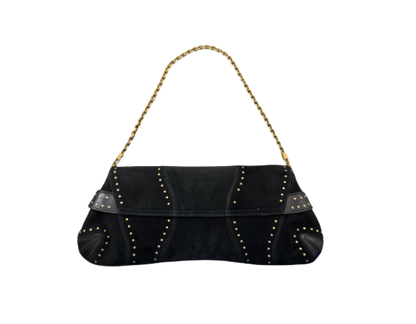 Gucci by Tom Ford Studded Suede Horsebit Clutch Bag