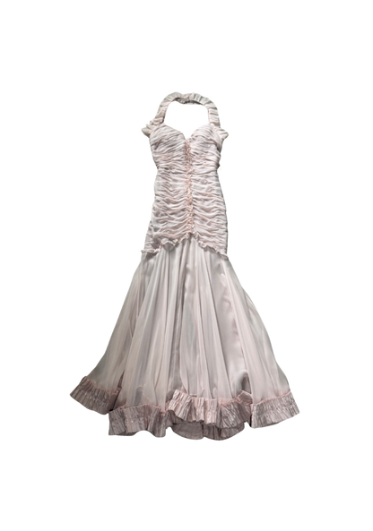 Zac Posen Ruffle Hem Halter Gown