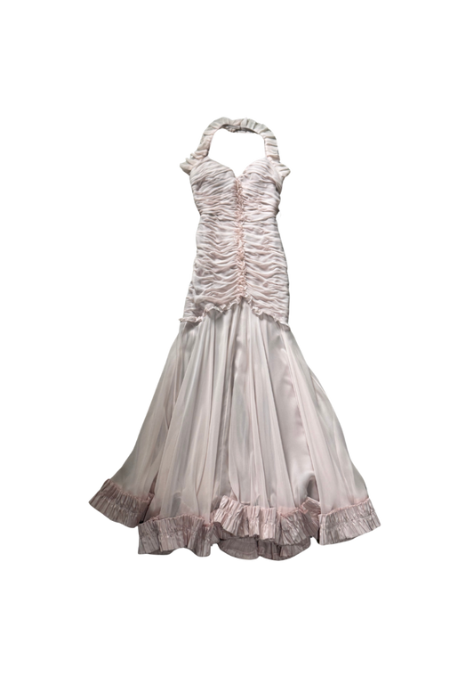 Zac Posen Ruffle Hem Halter Gown