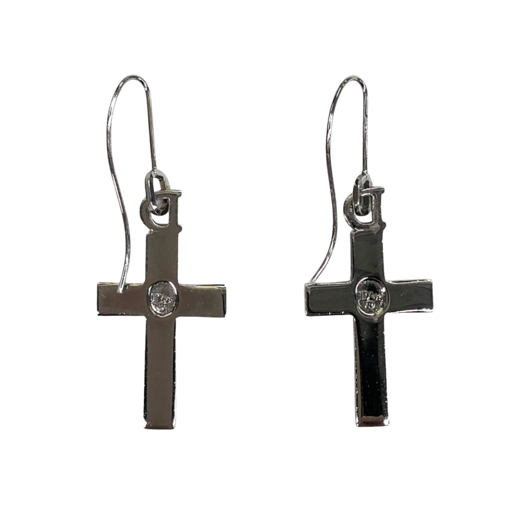 Christian Dior Rhinestone Cross Earrings