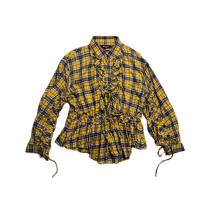 Dsquared² Yellow Plaid Ruched Top