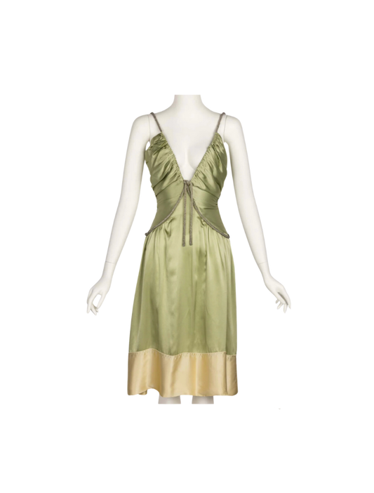 Chloé by Phoebe Philo Beaded Plunge Silk Dress