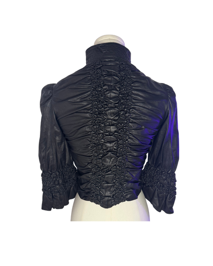 Class Roberto Cavalli Black Ruched Leather Jacket