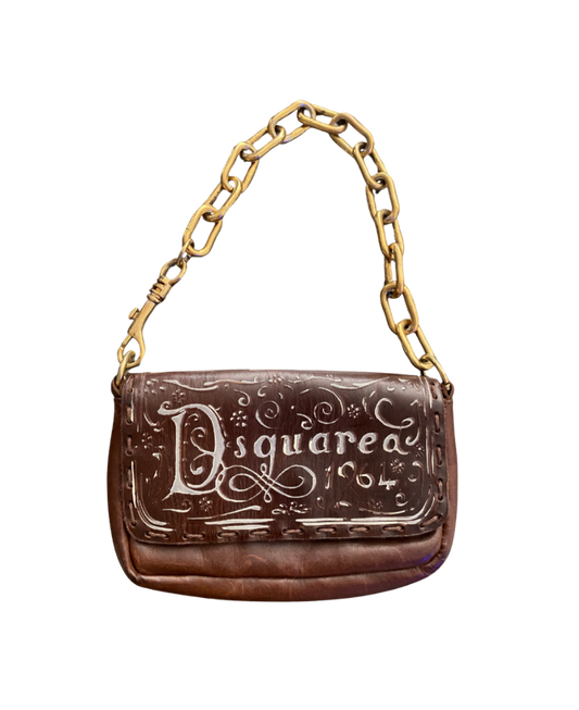 Dsquared² Leather Gold Chain Bag