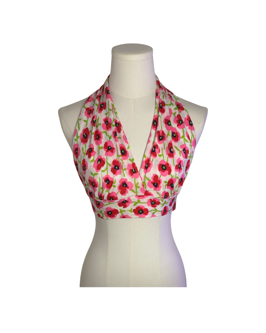 Vintage Floral Halter Bra Top
