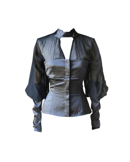 Gucci Silk Satin Corset Blouse Top