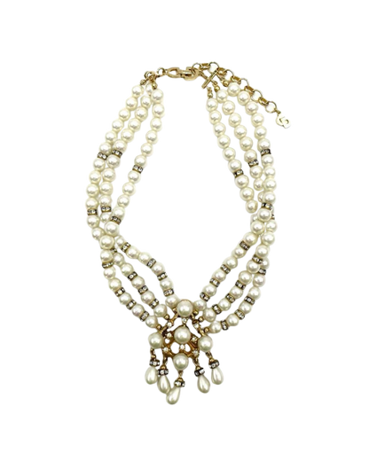 Christian Dior Triple Strand Pearl Necklace