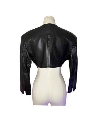 Gianfranco Ferre Cropped Black Leather Jacket
