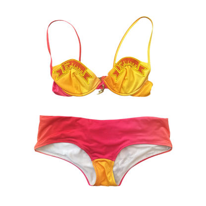 John Galliano Logo Bikini w/ Gold Gun Charm