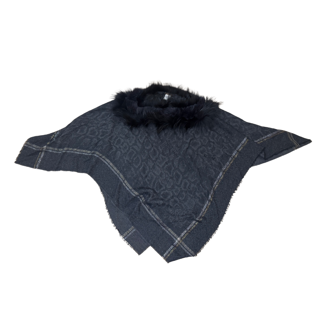 Roberto Cavalli Fox Fur Trimmed Poncho