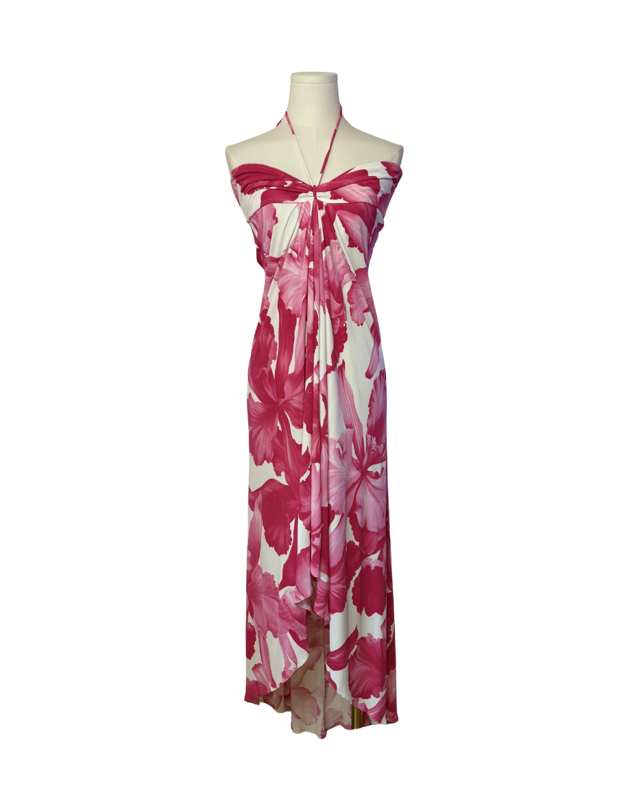 Celine High Low Hibiscus Maxi Dress