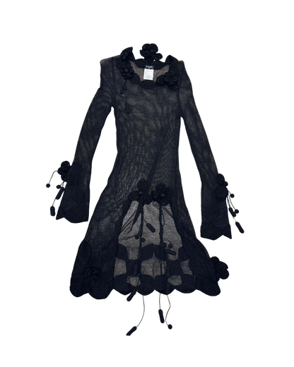 Chanel Camellia Applique Knit Dress