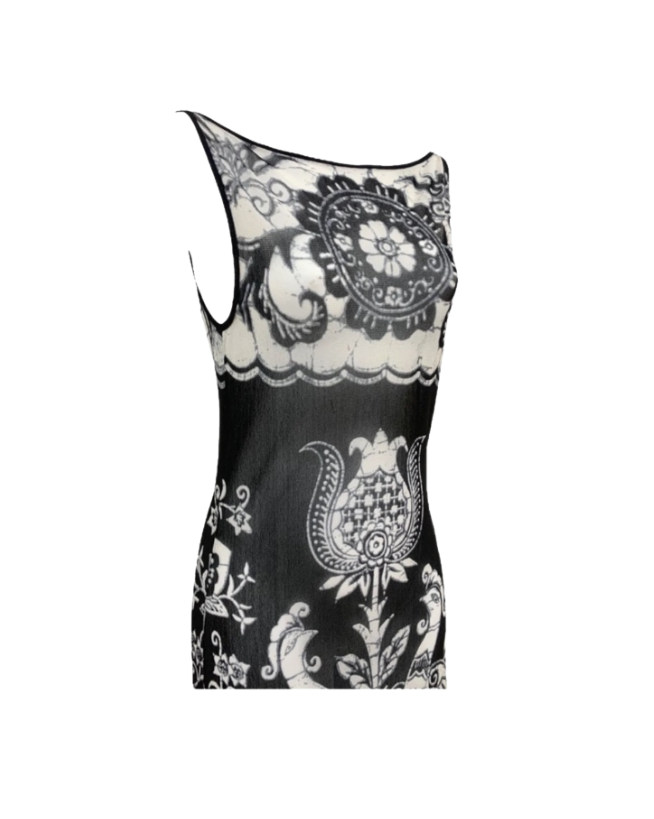 Vivienne Tam Peacock Birds Batik Powernet Maxi Dress